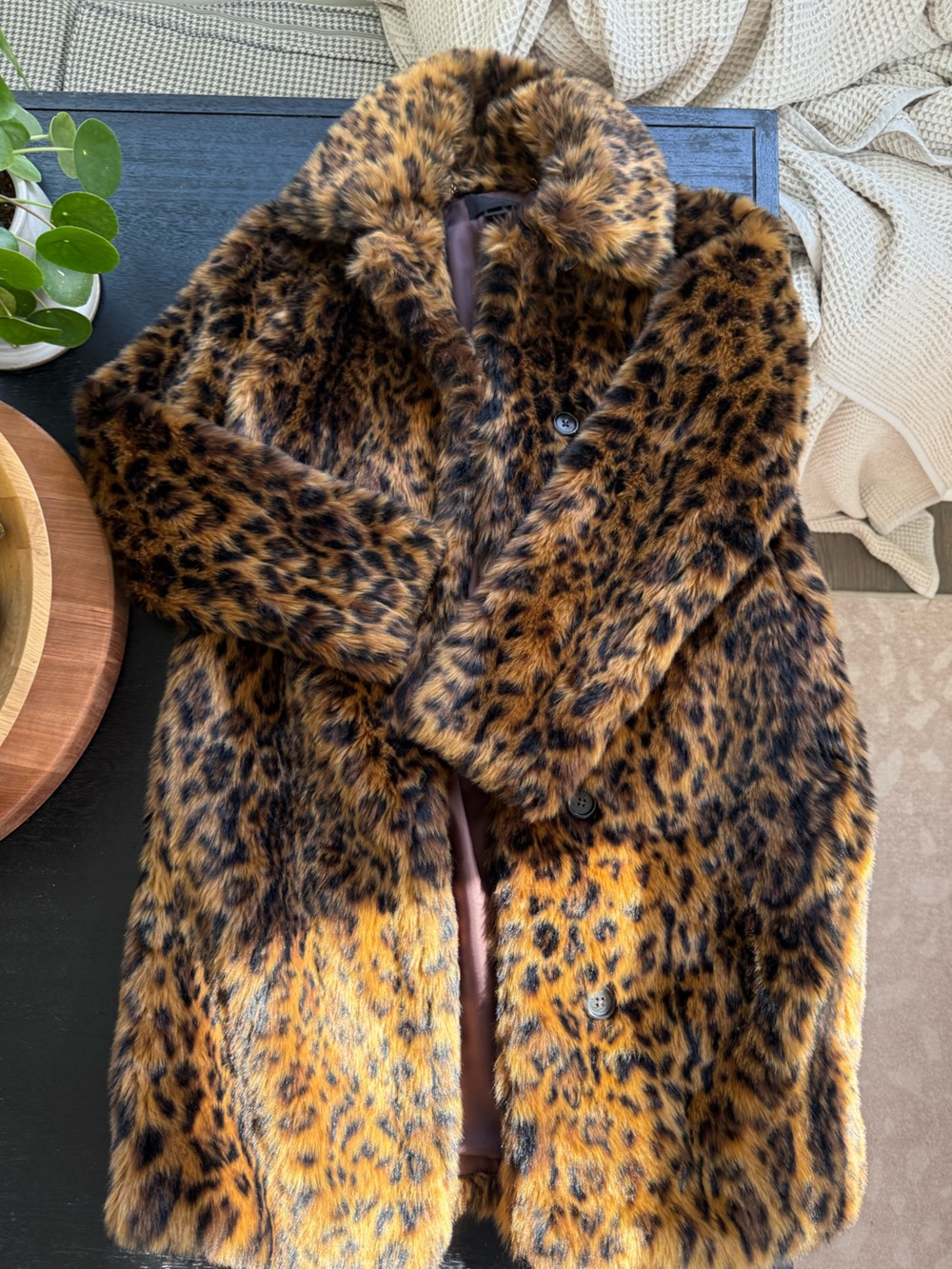J.Crew Collection Faux Fur Leopard Print Coat G9553 Size S - Picture 3 of 8